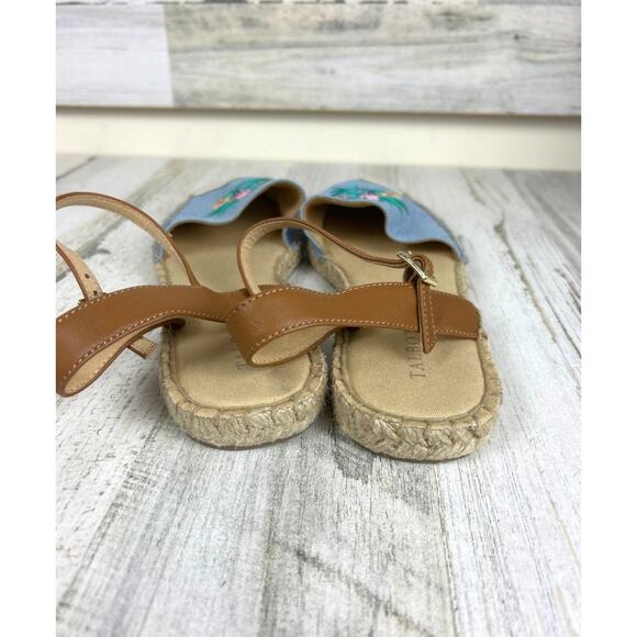 Talbots Women’s 8 Blue Izzy D’Orsay Embroidered Chambray Espadrille Sandals NEW - Picture 6 of 9